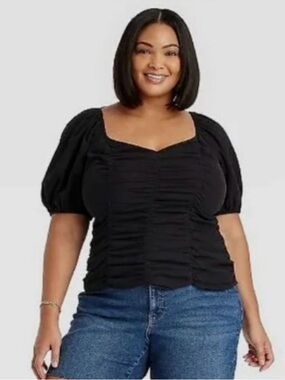 AVA & VIV Puff Sleeve blouse-Size 1X